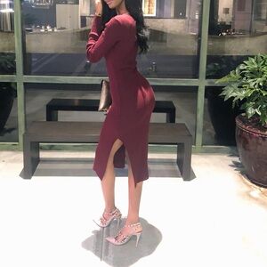 ASOS Deep Red Long Sleeve Dress